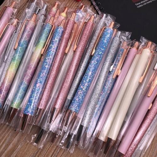30pcs/lot Kawaii Crystal Ballpoint Pen Fashion Girl glitter powder sea-maid Metal Novelty Pen for Writing Office School Supplies
