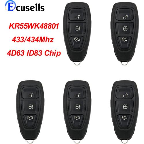 5PCS X Intelligen Smart Remote Key 434MHz ID83 Chip for Ford Focus C-Max Mondeo Kuga Fiesta