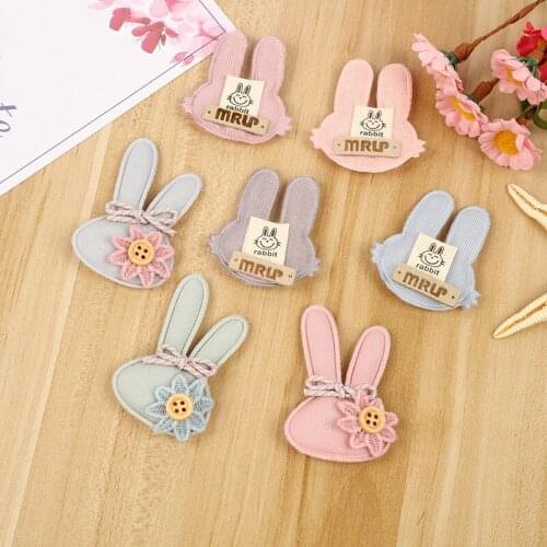 5pcs/lot Soft Plush Fabric Rabbit Head Applique for Clothing Hat Sewing Supplies Patches DIY Pants and toys Bow Accessories