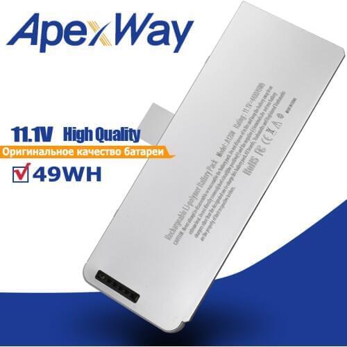 10.8V 49Wh A1280 Laptop Battery for Apple MacBook 13" A1278 ( 2008 years ) Aluminum 13" MB466*/A MB771