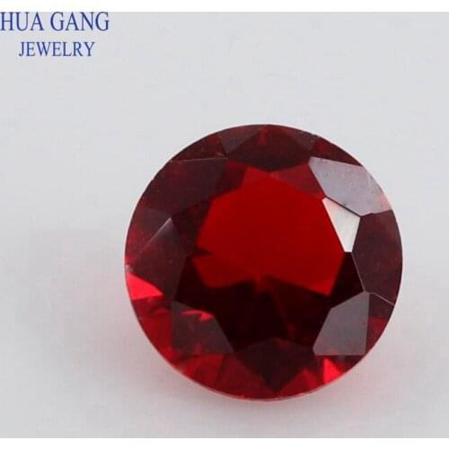 Size 1.0-16mm Glass Red Color Red Round Shape Machine Cut Loose Glass Stone Synthetic Gems For Jewelry Free Shipping