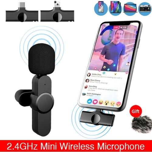 Wireless Lavalier Microphone Portable Audio Video Recording Mini Mic for iPhone Android IOS broadcast gaming Phone Microfonoe