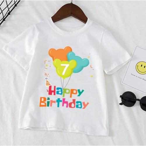 Children Number 1-9 Print T-shirt Cute Cartoon Kids T shirt Boys Girls Birthday Summer Short-sleeved Tops Gift Costume,YKP028