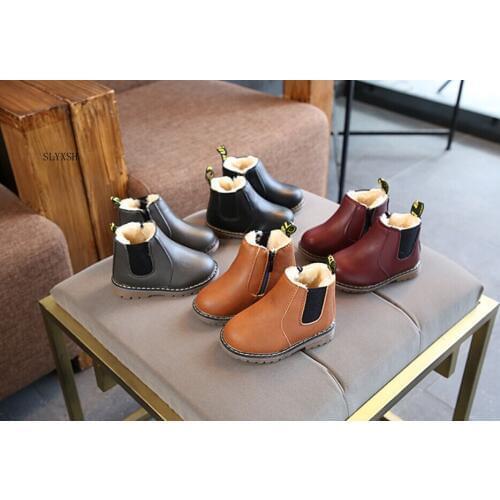 2020 autumn and winter new childrens shoes boys girls non-slip England fur boots baby boots single Kids sneakers 21-30