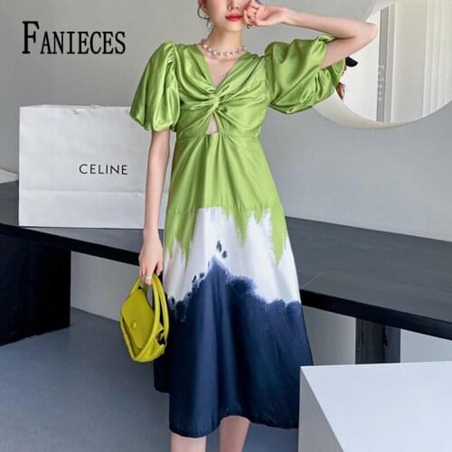 Зеленые летние платья FANIECES/梵易斯 China At AliExpress