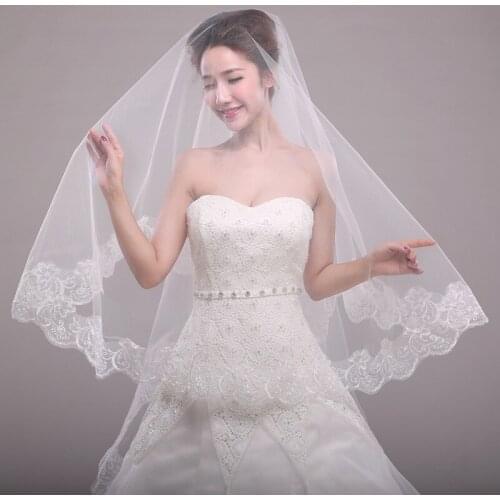 Lace Edge Bridal Veils One Layer White Wedding Veil Wedding Accessories Romantic Wedding Decor Party Supplies Party Decor PT60