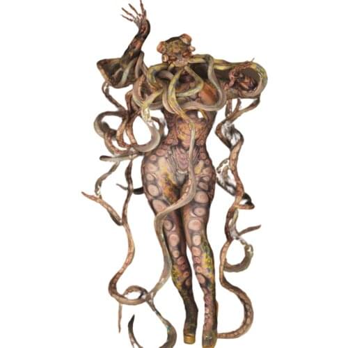Halloween Party Terrible Octopus Monster Cosplay Costumes Women Men Tentacle Stage Jumpsuit Adult Role Playing Dancer Bodysuit