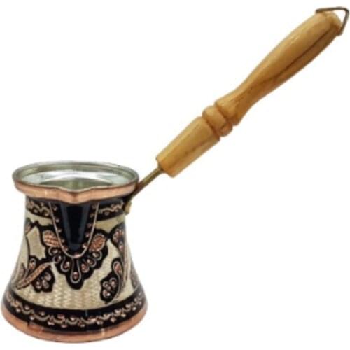 2021 New Version Handmade Turkish Copper Coffee Pot With Wooden Handle Natural and environmentally friendly
