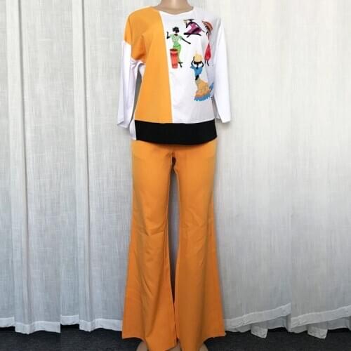 2 Piece Sets Africa Clothing Women Plus Size Pant Suits Ladies Business Office Shirt Tops+pants Suits African Set For Ladies