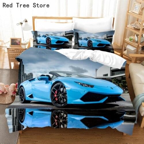 Home Textile Car 3D Bedding Set Bedclothes Cool Sports Car Duvet Cover Pillowcase Comforter Kids Boys Adult 140*210cm Bed Linens