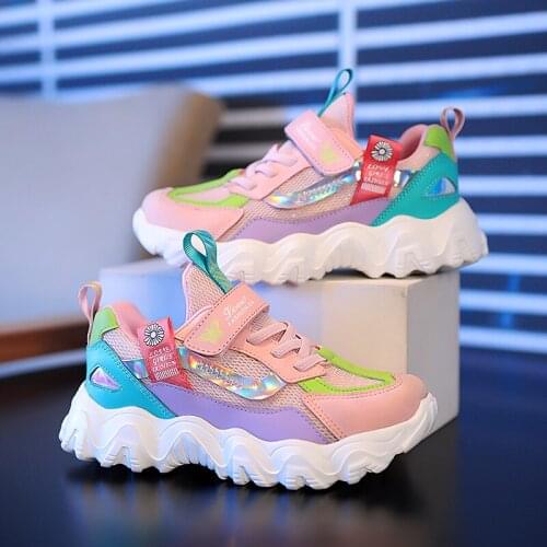 High Quality Kids Girls Walking Sneakers Breathable Young Girls Casual Shoes for School Pink Cute Girls Princess Shoes