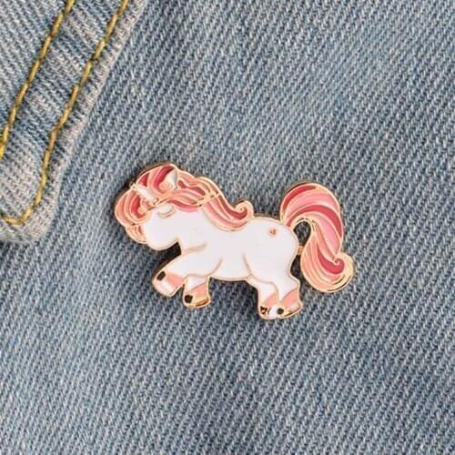 Horse Unicorn Brooch Pin Enamel Pony Button Jacket Collar Badge For Women Men Child Gift Cartoon Animal Jewelry