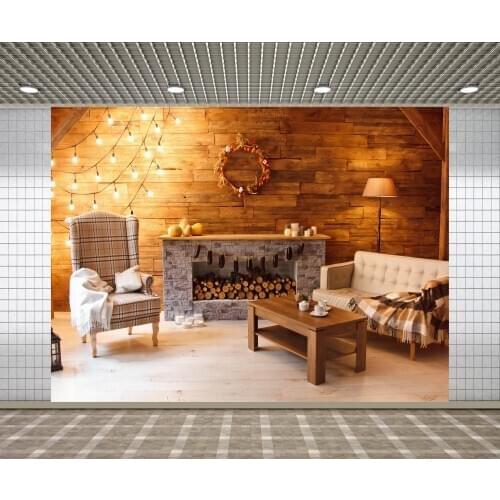 Lyavshi Warm Interior Fireplace Christmas Photography Backgrounds Photographic Backdrops for Photo Studio