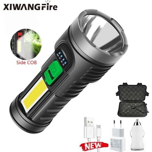 8000LM Powerful USB Rechargeable Flashlight OSL+COB LED Torch with Built-in 18650 Battery Tactical Flashlight Waterproof Lantern