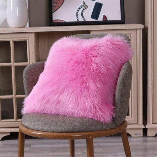 Soft Pillowcase Faux Wool Washable Cushion Covers Warm Hairy Seat Pillow Cover Long Plush Cushion For Car office Chairs Sofas