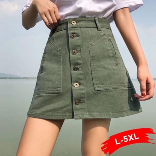 Plus Size Mall Goth High Waist Mini Micro Jeans Skirts 5XL Y2K Streetwear Big Pockets Black Denim Punk Style E-girl Short Skirt