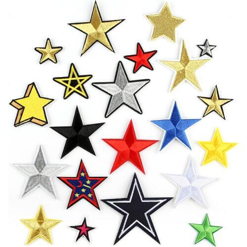 Wholesale Multicolor Small Embroidery Star Patches Jacket Cap Jeans Skirt Diy Appliques Thermal Iron on Badge
