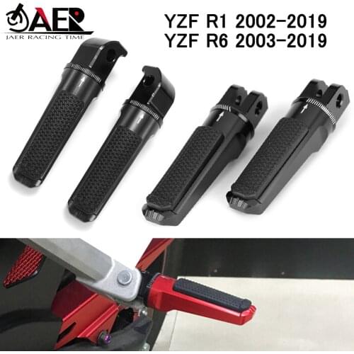 JAER Motorcycle Front and Rear Footrests Foot Pegs for Yamaha YZF R1 2002-2019 R6 2003-2019