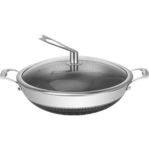 Floating beehive diamond Fast fried king five-layer diamond smokeless pot Stainless Steel Non-stick woks High-end gift pot
