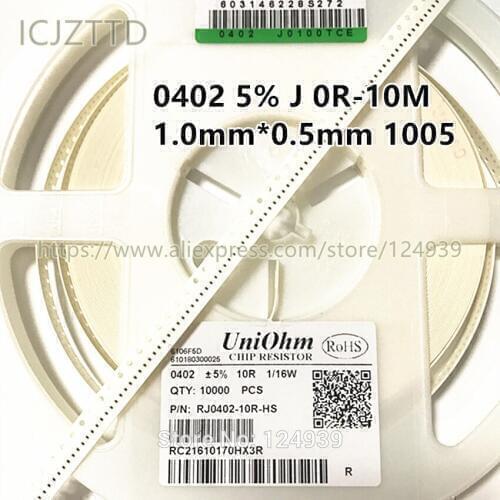 RJ0402 0402 5% 1/16W SMD RES 62R 68R 75R 82R 91R 100R 110R 120R 130R 150R 160R 180R 200R 220R 240R 270R 300R 330R 360R 390R 430R