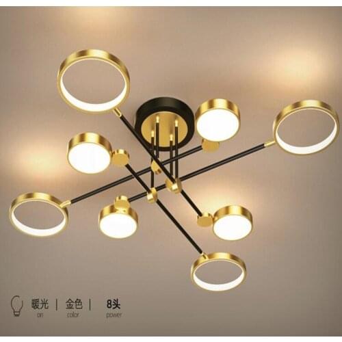 Modern LED Chandelier Lighting With Remote Control Dimmable for Living Room Dining Bedroom Kitchen Black Gold Frame Ceiling Lamp