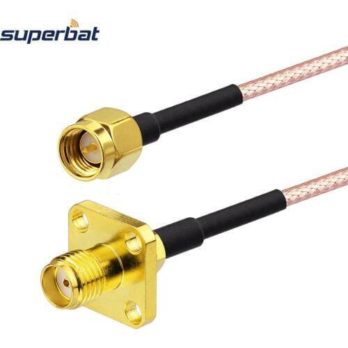 Superbat SMA Jack 4 Hole Panel Mount to SMA Plug Connector Pigtail Cable RG316 20cm Wireless Wi-Fi Radios