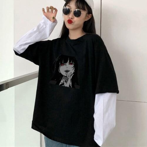 Dark gothic T-shirt hip-hop girl street style punk fashion aesthetics Harajuku print tops vintage Japanese anime womens T-shirt