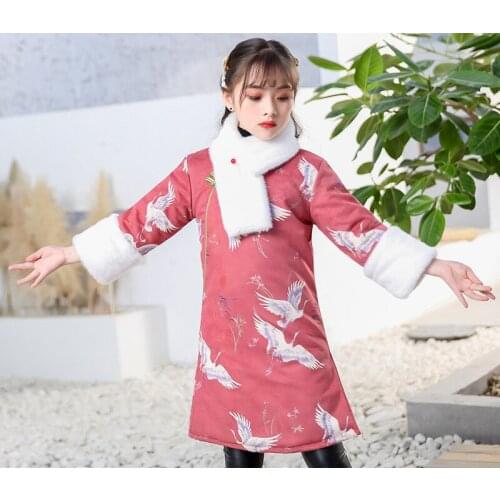 Red-crowned Crane Infant Traditional Chinese Clothes Baby Girl Boy Tangsuit Party New Year Costumes Clothing Suit Retro Costume