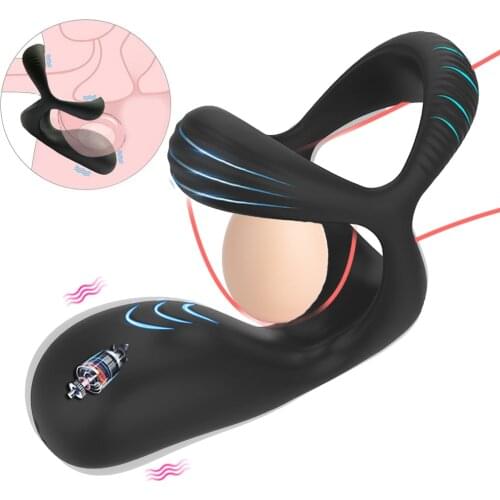 Vibrator Penis Massage Ring Delay Ejaculation Silicone Cock Ring Elastic Male Scrotum Bind Testicle Vibrator Sex Toys for Men
