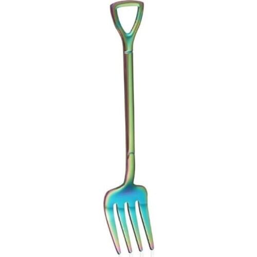 Hot Shovel Shape Ice Cream Spoon&Fork Multi-color Spoon Fork Long Handle Coffee Ice Cream Tool Kitchen Accessories