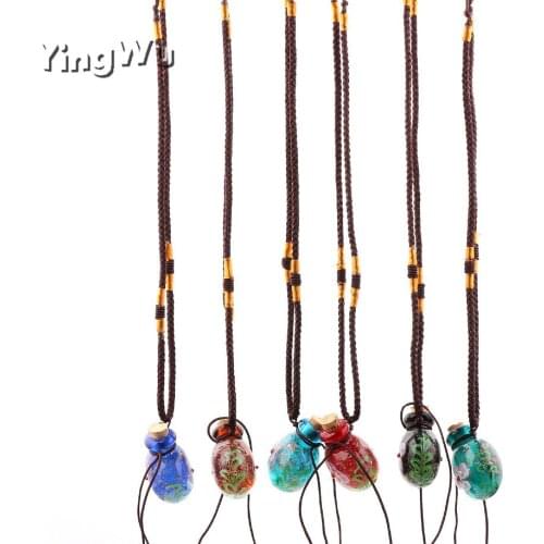 Yingwu 6 pieces Lot Round Diffuser Perfume pendant Refillable handmade Essential Oil Colored glaze Bottle drop Pendant Necklace
