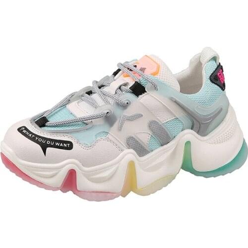 Jelly Shoes Female 2021 New Spring Student Flat Shoes All Kinds of Rainbow Thick Soled Sports Casual Shoes Size 35-40