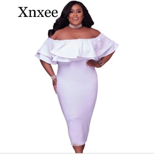 Summer Plus Size African Dresses For Women 2020 Sexy Bodycon Off Shoulder Dresses Female Ruffles Backless Elegant Club Dress
