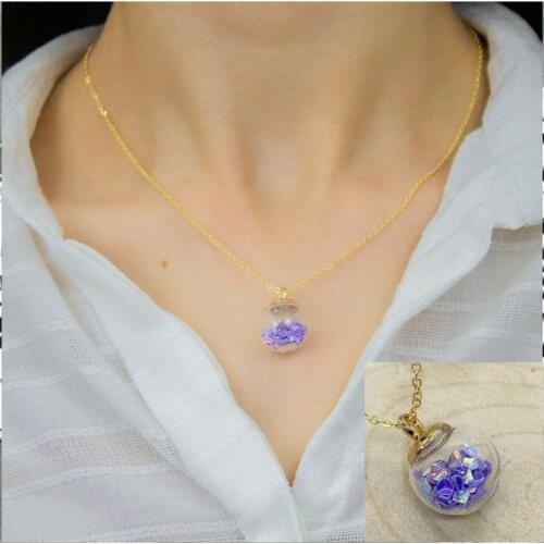 Fanus Powder Crystal Necklace Transparent Glass Gold Chains Bell Pendant Necklace For Women Fashion Jewelry Accessories