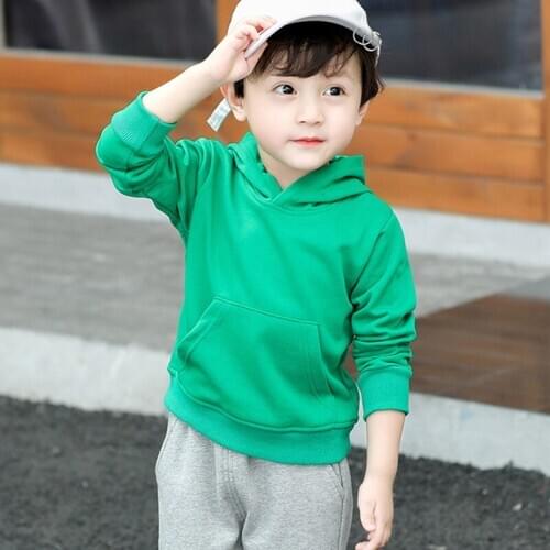 ZWF428 Kids Hoodies Black Plain Tops Coat Cotton Boys Hoodie Sweatshirt Girl Hooded Sweatshirts Teenage School Clothing 3-10Y