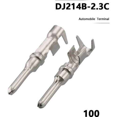 100 Pcs DTP 2.3 MM H62 Brass Tinned Wiring Terminal Male Female Connector Pulg DJ224B-2.3C DJ214B-2.3C AT60-12-0166