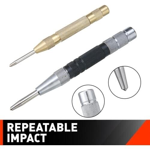 2pcs Automatic Centre Punching Center Punch Stator Pin Punch Adjustable Spring Loaded Metal Drill Tool Woodwork Tool Drill Bit