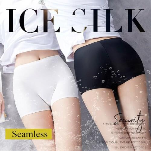 2 Pieces/Set Womens Boxer Seamless Female Boyshorts Ice Silk Ladies Safety Short Pants Mid Waist Summer Breathable Boyshorts