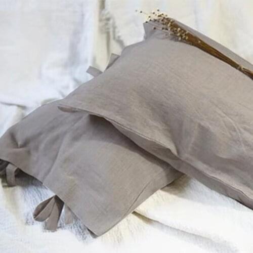 100% Linen Pillowcases Lacing Type Ivory white Gray Pink Natural Linen Light blue colors Pillowcases 48 x 74 cm 2 pieces on sale