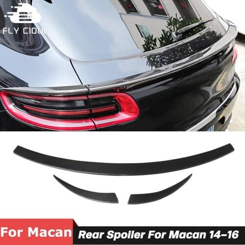 3 PCS Carbon Fiber Material Back Trunk Wing Rear Spoiler For Porsche Macan Car Body Kit 2014-2016