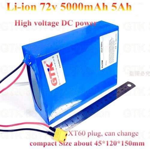 72V 5Ah lithium 5000mah battery pack 21700 li-ion with 15A BMS DC 72v power supply electric motor small inverter + 2A charger