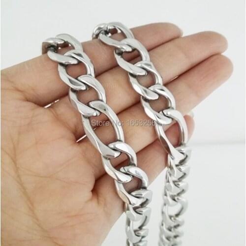 9mm 21.6'' Hot selling Bling Jewelry Stainless Steel Handmade NK Figaro Chain Link Necklaces For Mens XMAS GIFTS