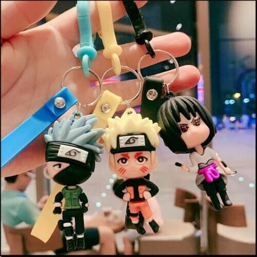Anime Keychain Cartoon 3D Character Doll Pendant Key Rings Acrylic Trinket Props Bag Hanging Accessories