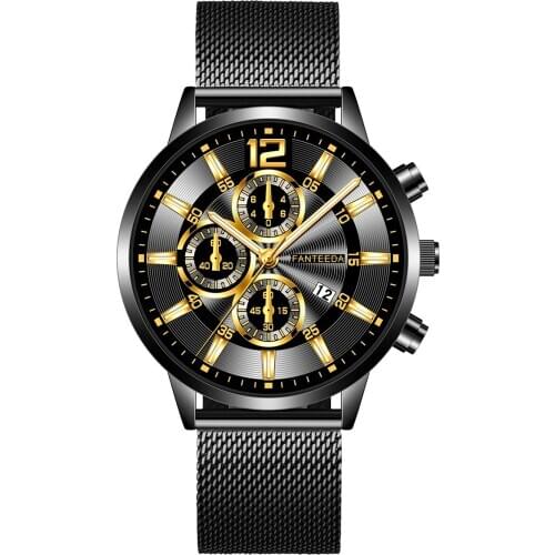 Fashion Color Bright Glass Watch Men Top Luxury Brand Date Mens Stainless Steel Business Clock Men Wrist Watch Montre Homme
