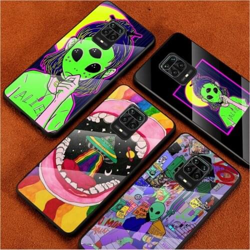 Aesthetics art alien space For Xiaomi Redmi Note 10 10S 9T 9S 9 8T 8 7 Phone Case Tempered Glass Hot New Shell Luxury Cove