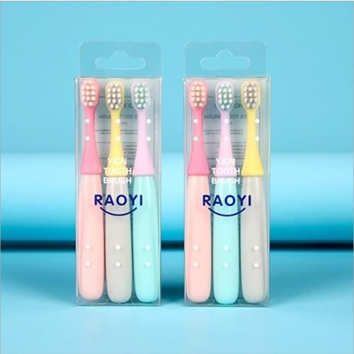CHILDRENS Toothbrush 3 Installed 1-3 Years Old Small Mushroom Silica Gel Brush Cartoon Infant Soft Toothbrush Wholesale