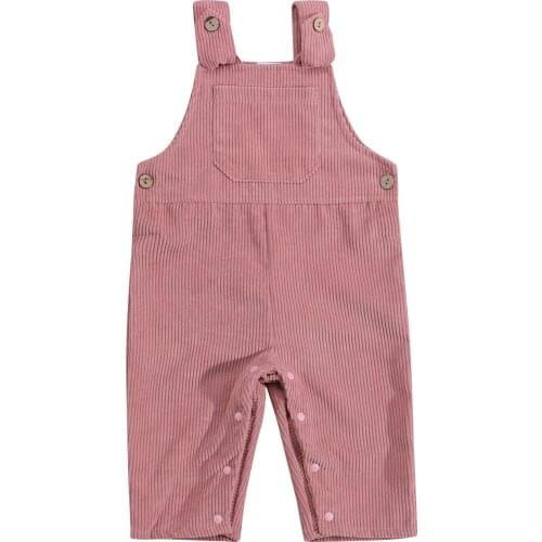 Baby Autumn Winter Warm Corduroy Bib Pants Solid Color Square Neck Fashion Overalls For Toddler Girls 3-24 Months
