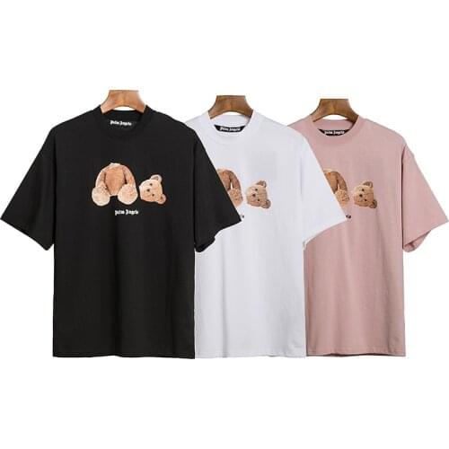Palm Angels 21SS Letter Logo PA Chic Loose Casual Round Neck Short Sleeve T-shirt Broken Bear Men Women Lovers Couple Style