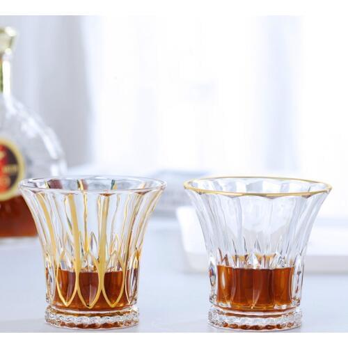 200-300ml Golden Mouth Classic Whiskey Glass Cup Shot Glass Lead-Free Crystal Glass Aristocratic Spirits Vodka Bar Drinkware