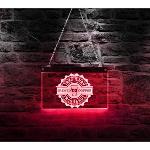 Coffee Bean Rectangle Acrylic LED Neon Sign Board Coffee Culture Electric Night Light Wall Display Sign Gift For Coffee Lover